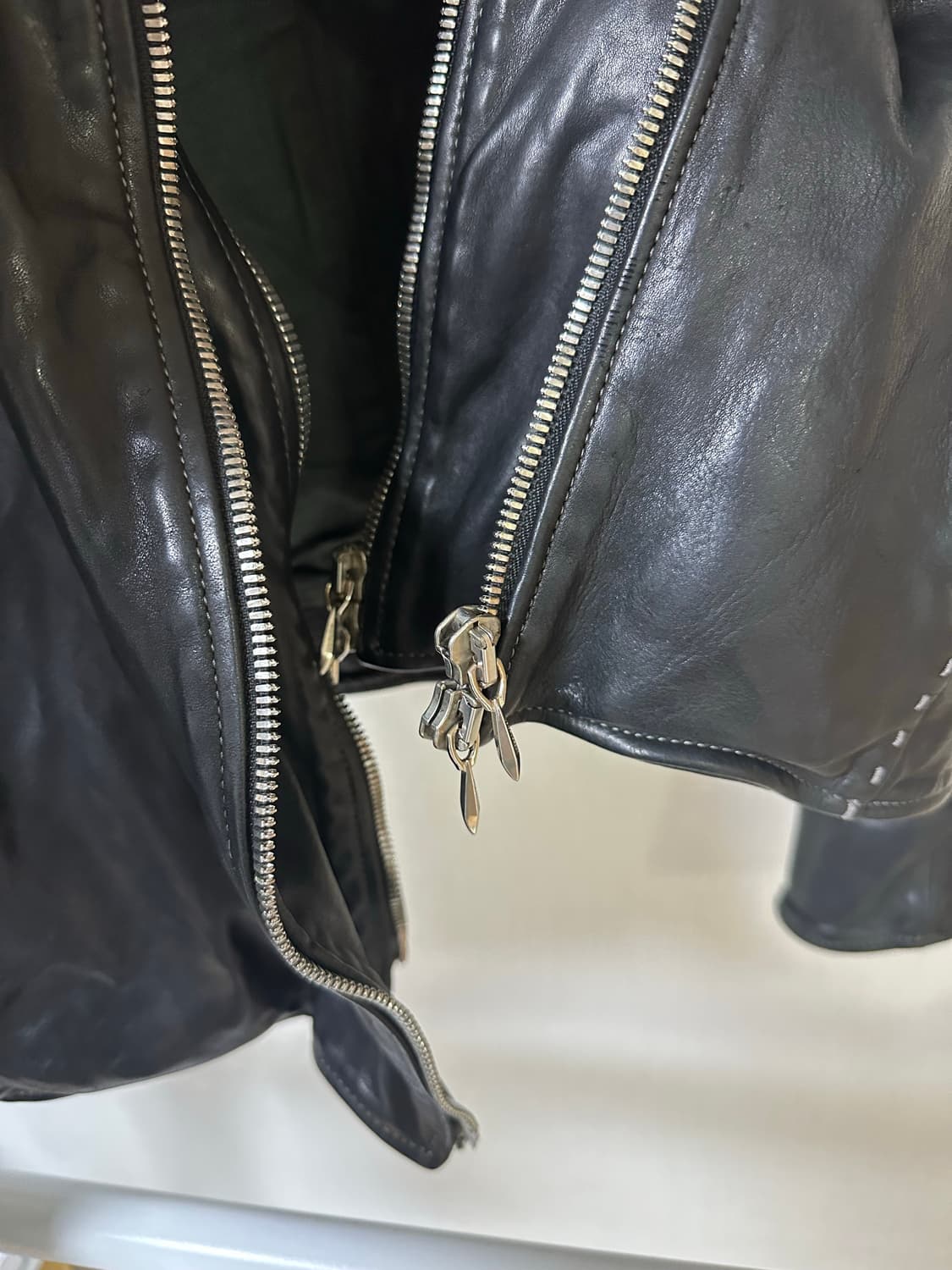 Incarnation 수소봉제 레이어드 소가죽 자켓 상품이미지4