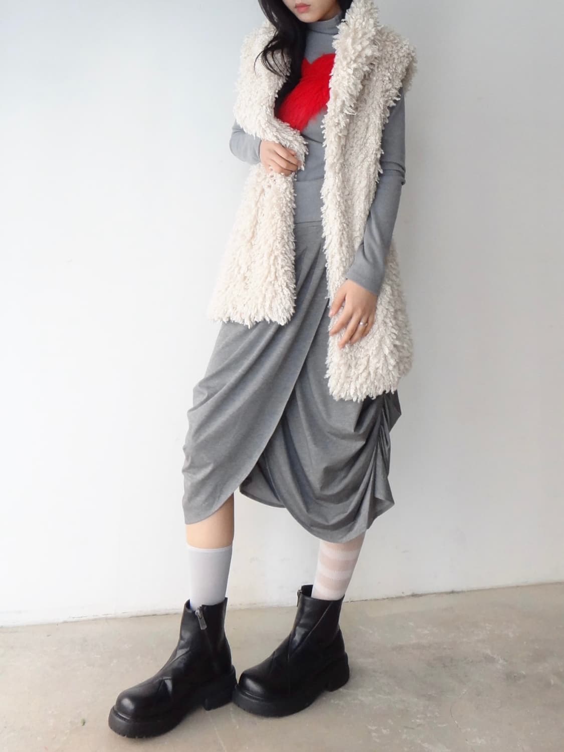 Heart open slit top / grey 상품이미지7