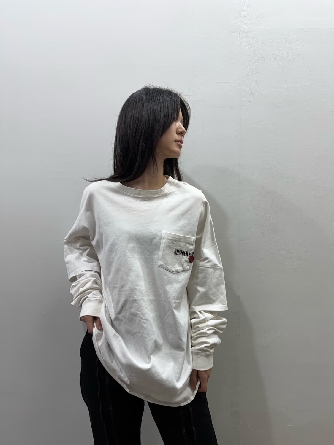 넘버나인 레이어드 로고 롱 슬리브 상품이미지3