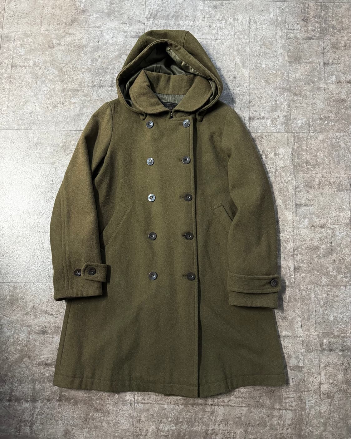 울 혼방 더블 버튼 후디드 코트 상품이미지5