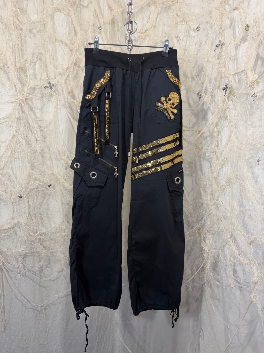 PUNK skull cross gold cubic pants  상품이미지1