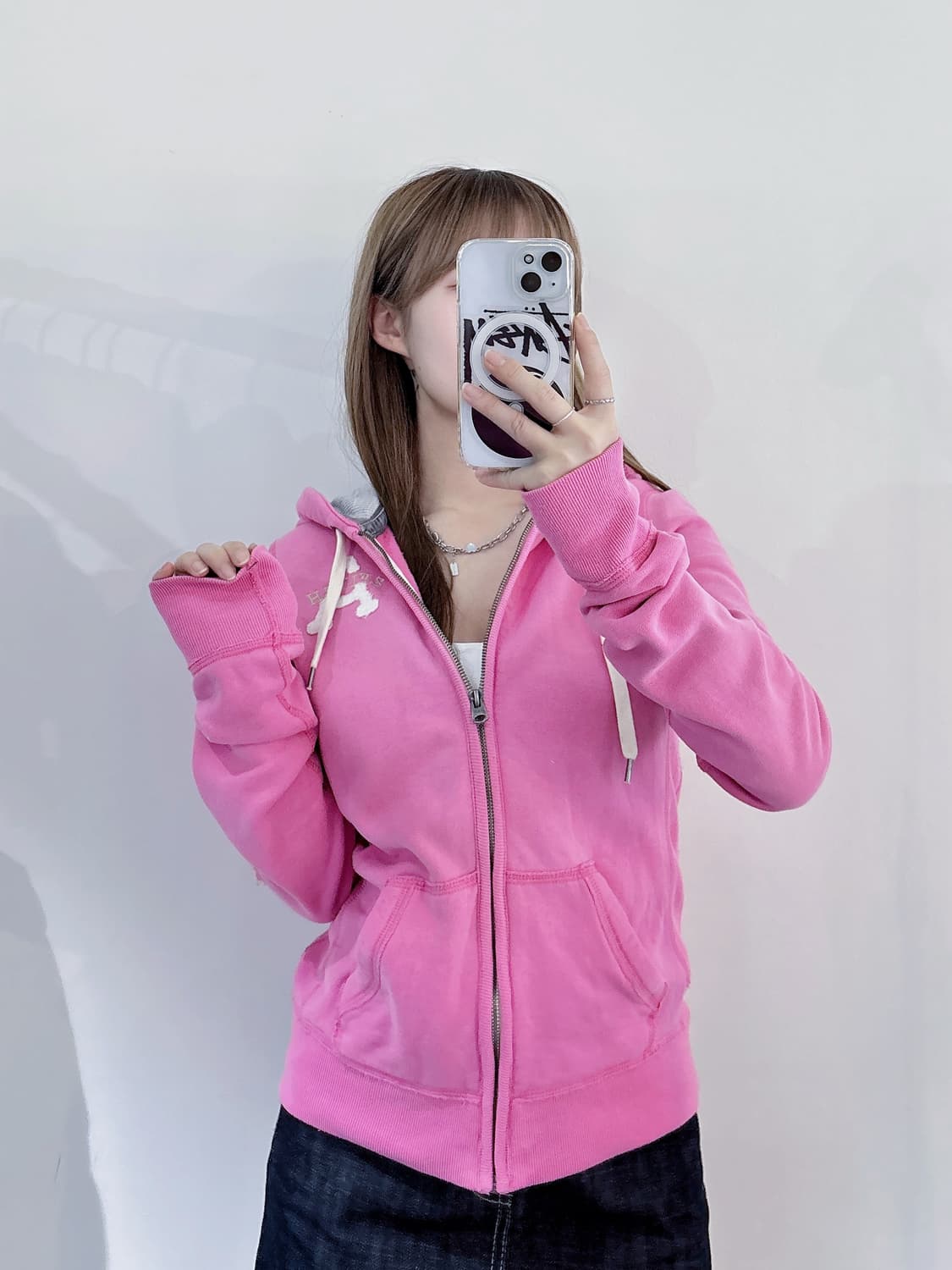 아베크롬비 사이드로고 베이비핑크 후드집업 상품이미지2