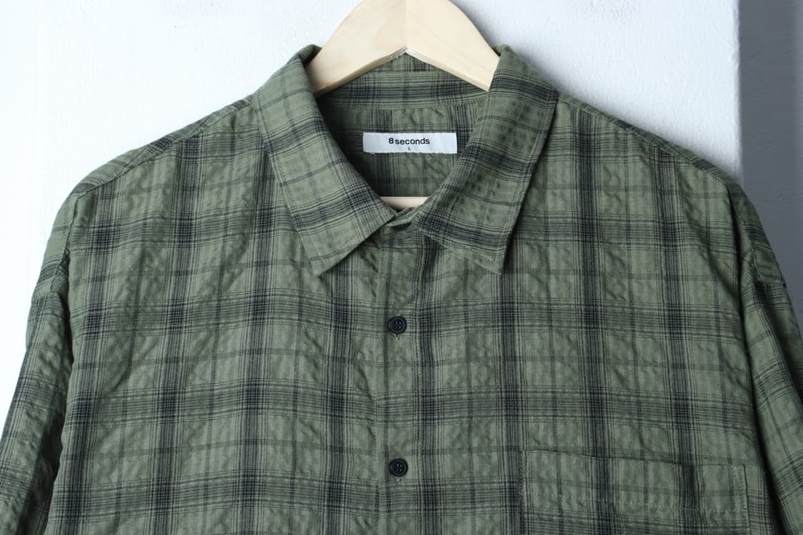 (L-XL) 에잇세컨즈 반팔 카라 티셔츠 셔츠 남방 그린-H3H33814 상품이미지3