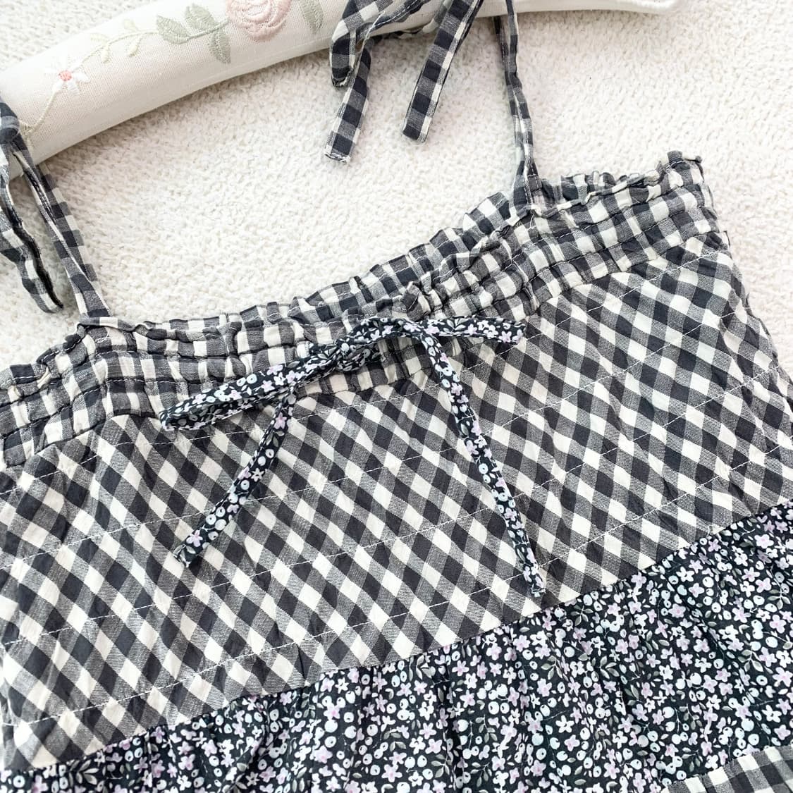먹색 체크잔꽃 ♥ 패치 원피스 상품이미지2