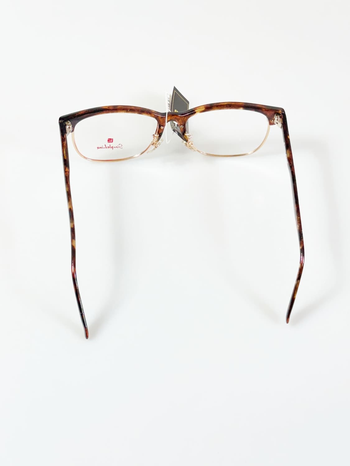 90s SIMPLE LINE 브라운톤 하금테 스퀘어 빈티지 안경 상품이미지5