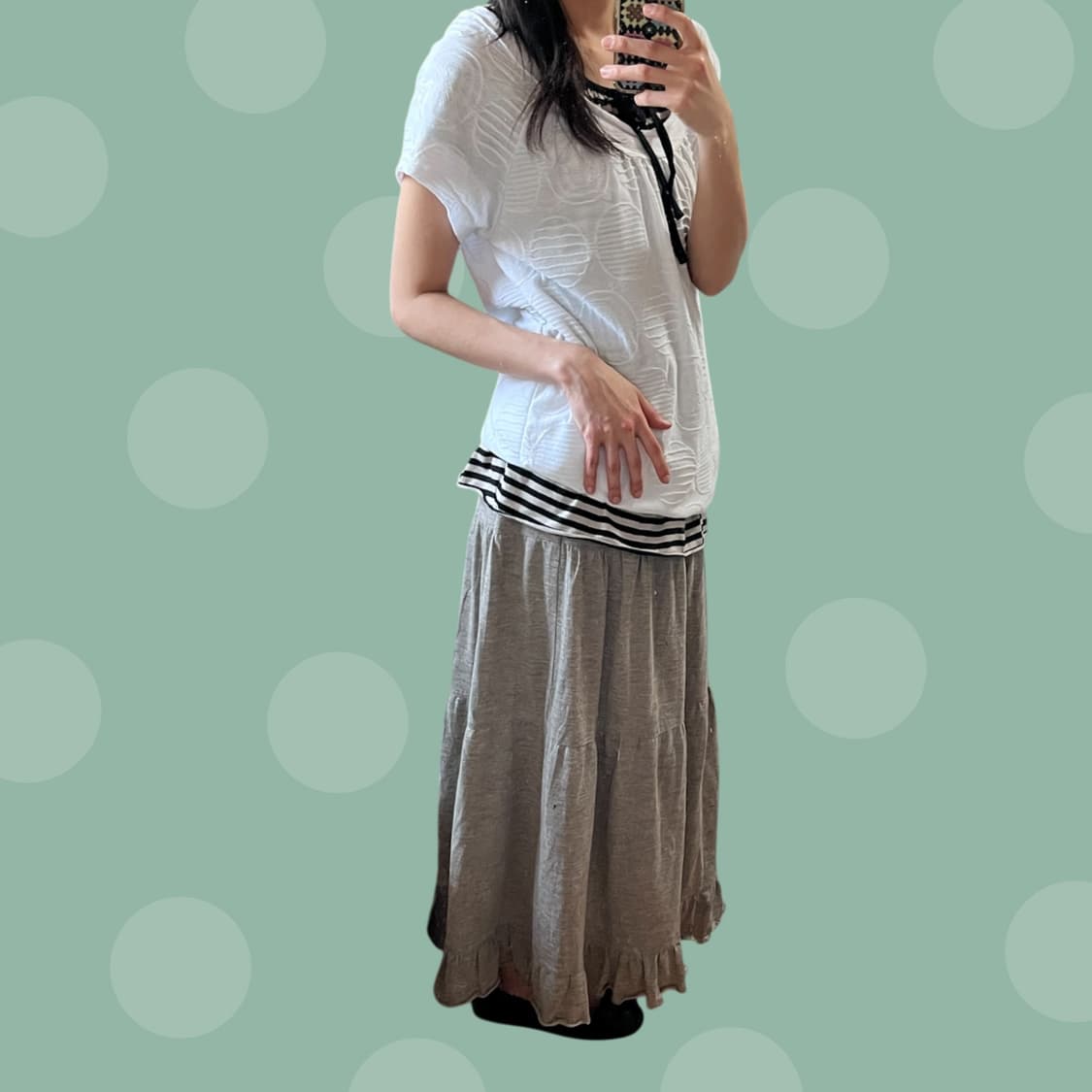 빈티지 그레이 프릴 캉캉 롱스커트 상품이미지2