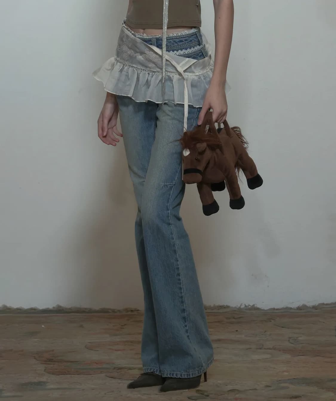 Peekaboo Micro Sheer Skirt Raw Ivory 상품이미지1