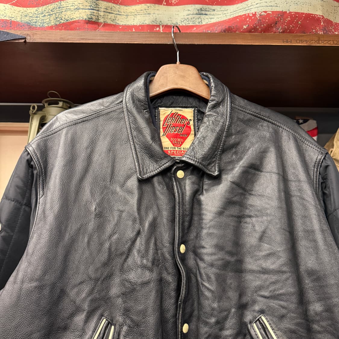 90s 디젤 레더스 레이싱 아카이브 엠브로이드 레더 블루종 N859 상품이미지3