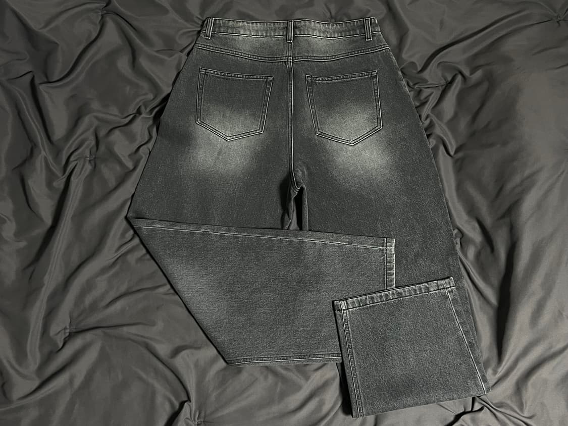 [쿠어] 워시드 원턱 라운드 데님 팬츠 L 상품이미지9