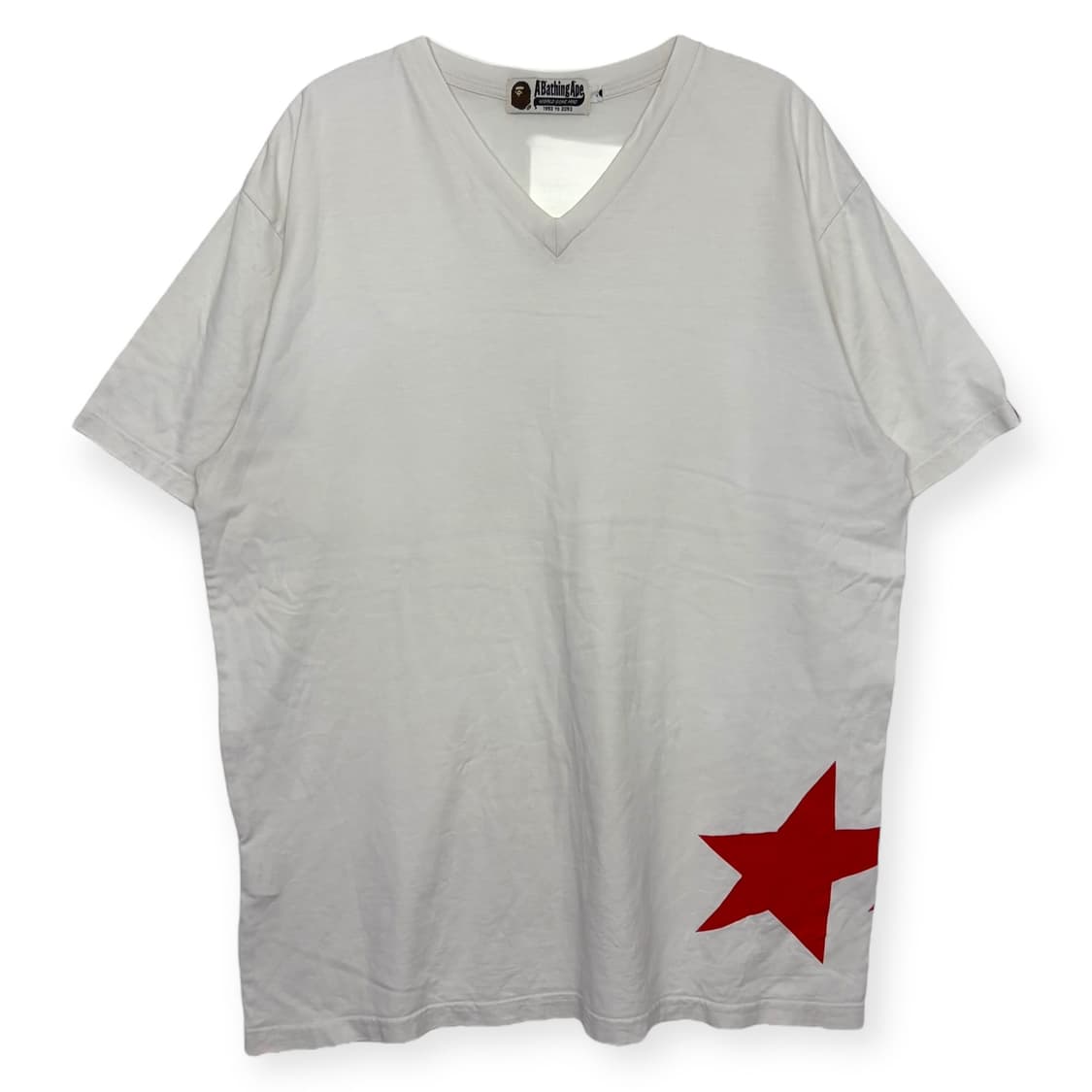 베이프 스타 프린팅 브이넥 반팔 티셔츠 상품이미지1