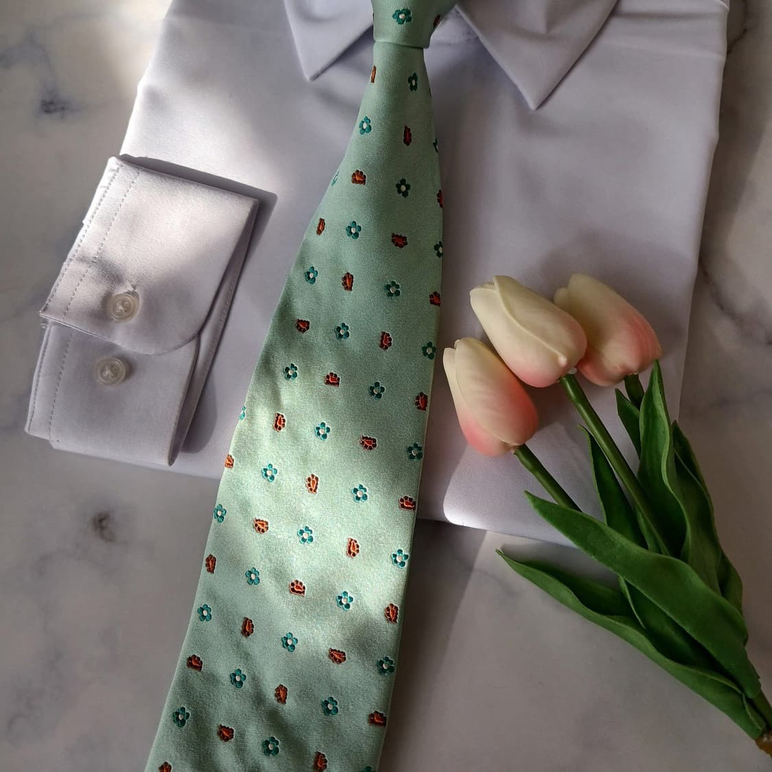빨질레리 실크 민트 플라워 패턴 넥타이 9.4cm A등급 A19584
 상품이미지6