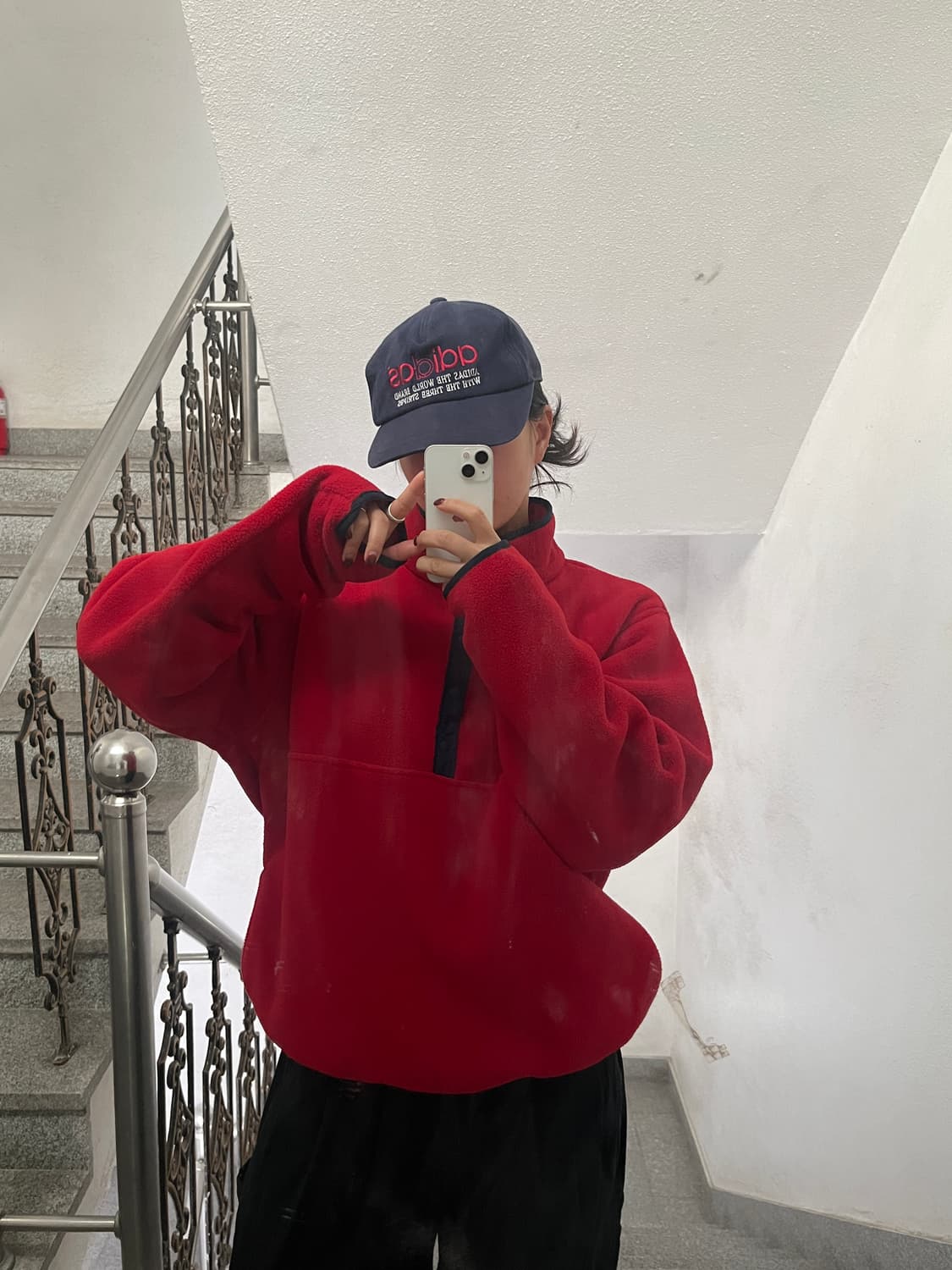 LL Bean 90s 풀오버 스냅 플리스 레드 상품이미지1