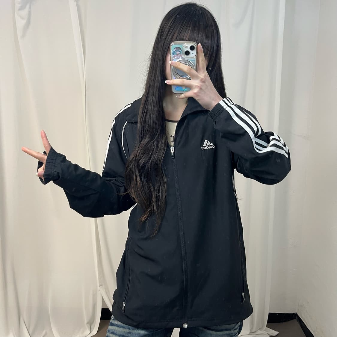 Adidas black windbreaker 상품이미지2