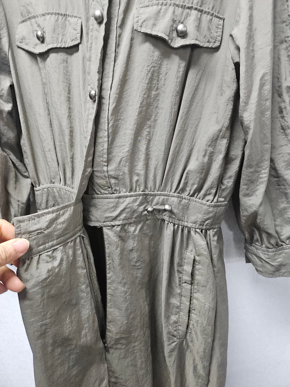 A t G  카키색 바지락 반팔 원피스  55  매우얇음 상품이미지2