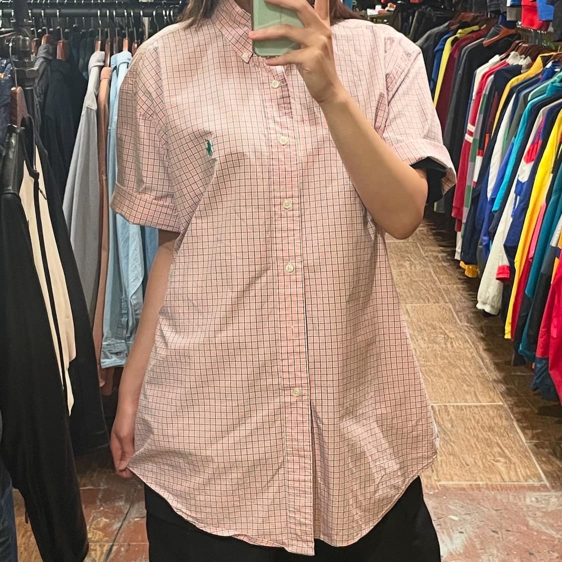 [HI] 폴로 반팔셔츠 핑크 체크 상품이미지1