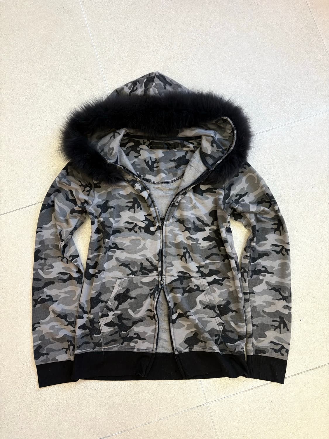 밀리터리 투웨이 퍼 후드집업 상품이미지1