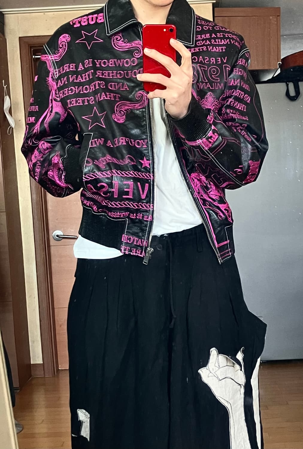 베르사체 자수 가죽자켓 상품이미지2