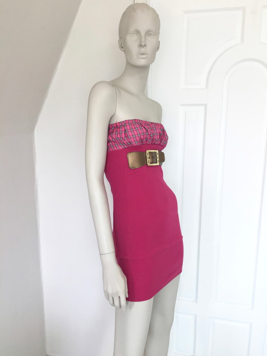 VIVI Wide Belt Tube TopP Pink Dress 상품이미지4