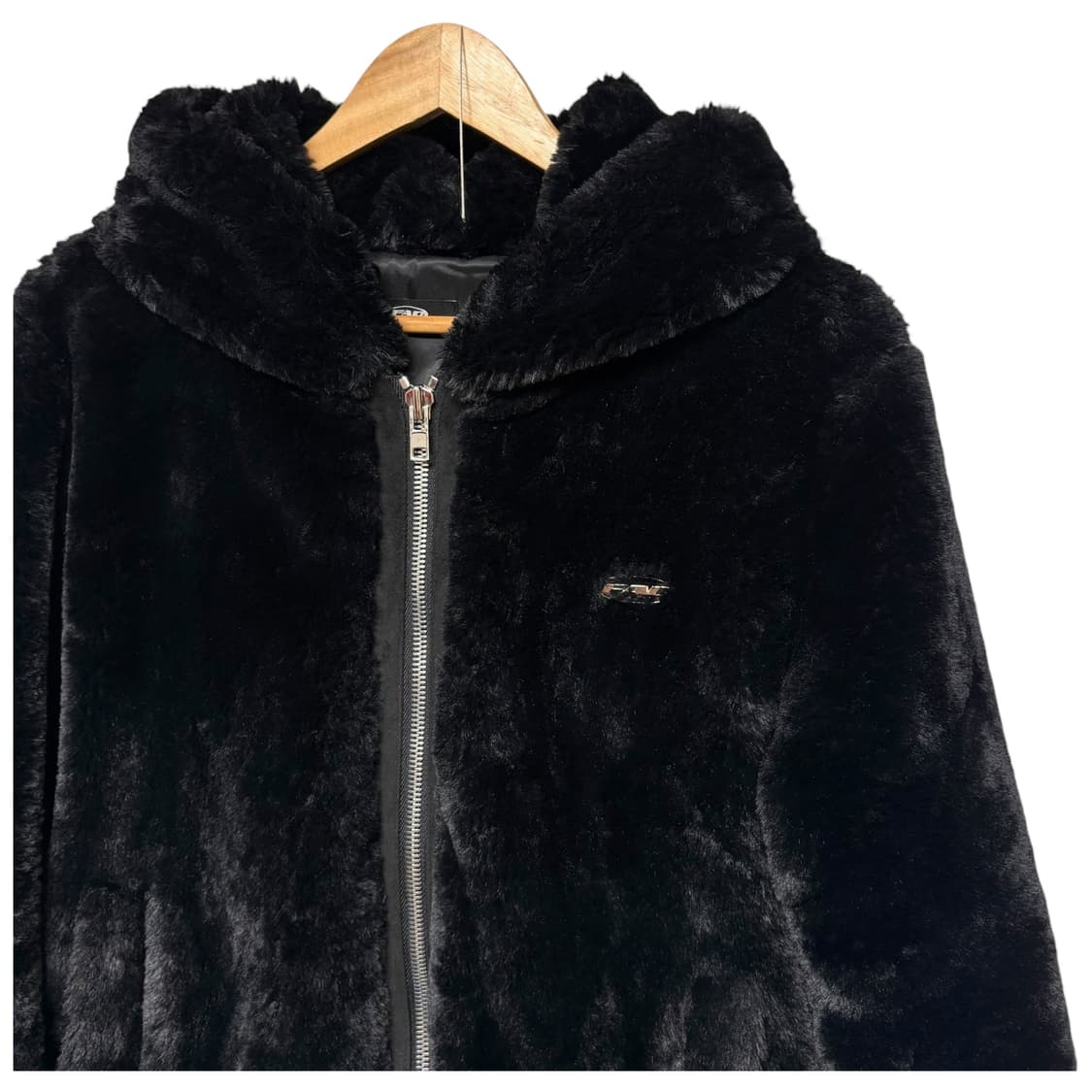 3728 FAD 블랙 후드 루즈핏 퍼자켓 상품이미지2