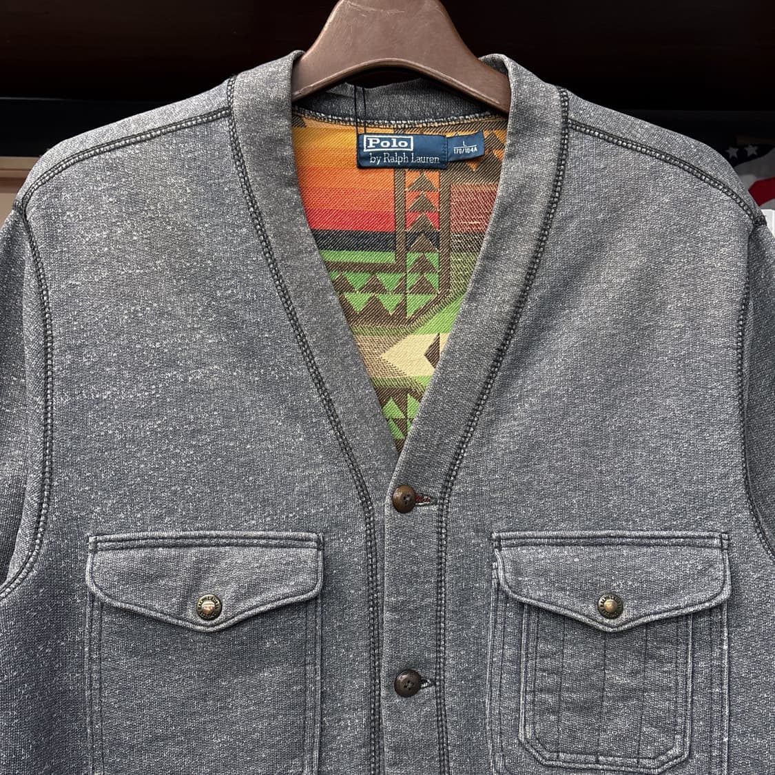 90s 폴로랄프로렌 네이티브 패턴 4포켓 스킬니트 스웻 가디건 N1168 상품이미지3