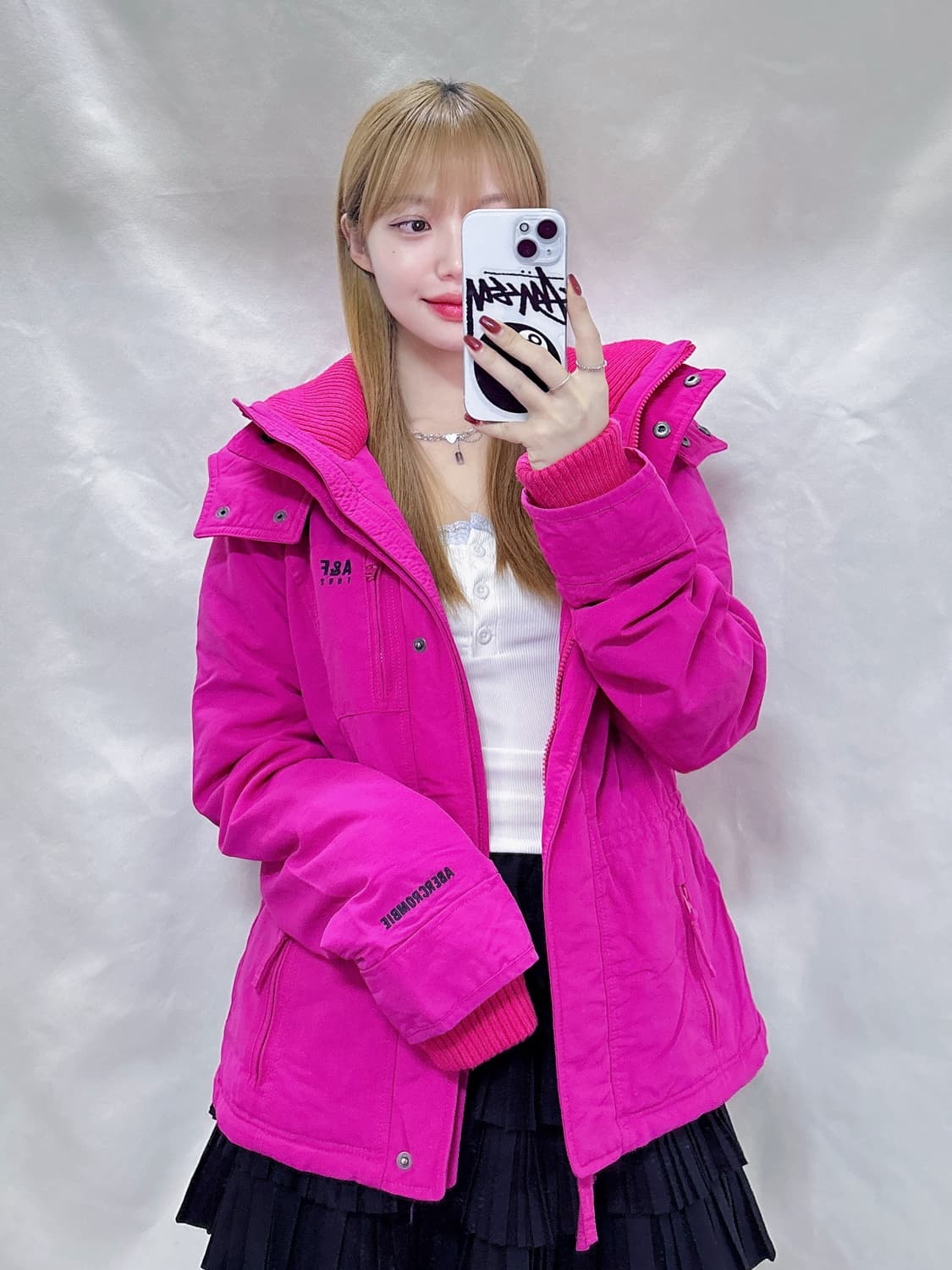 아베크롬비 딥핑크 자수로고 후디 자켓  상품이미지1