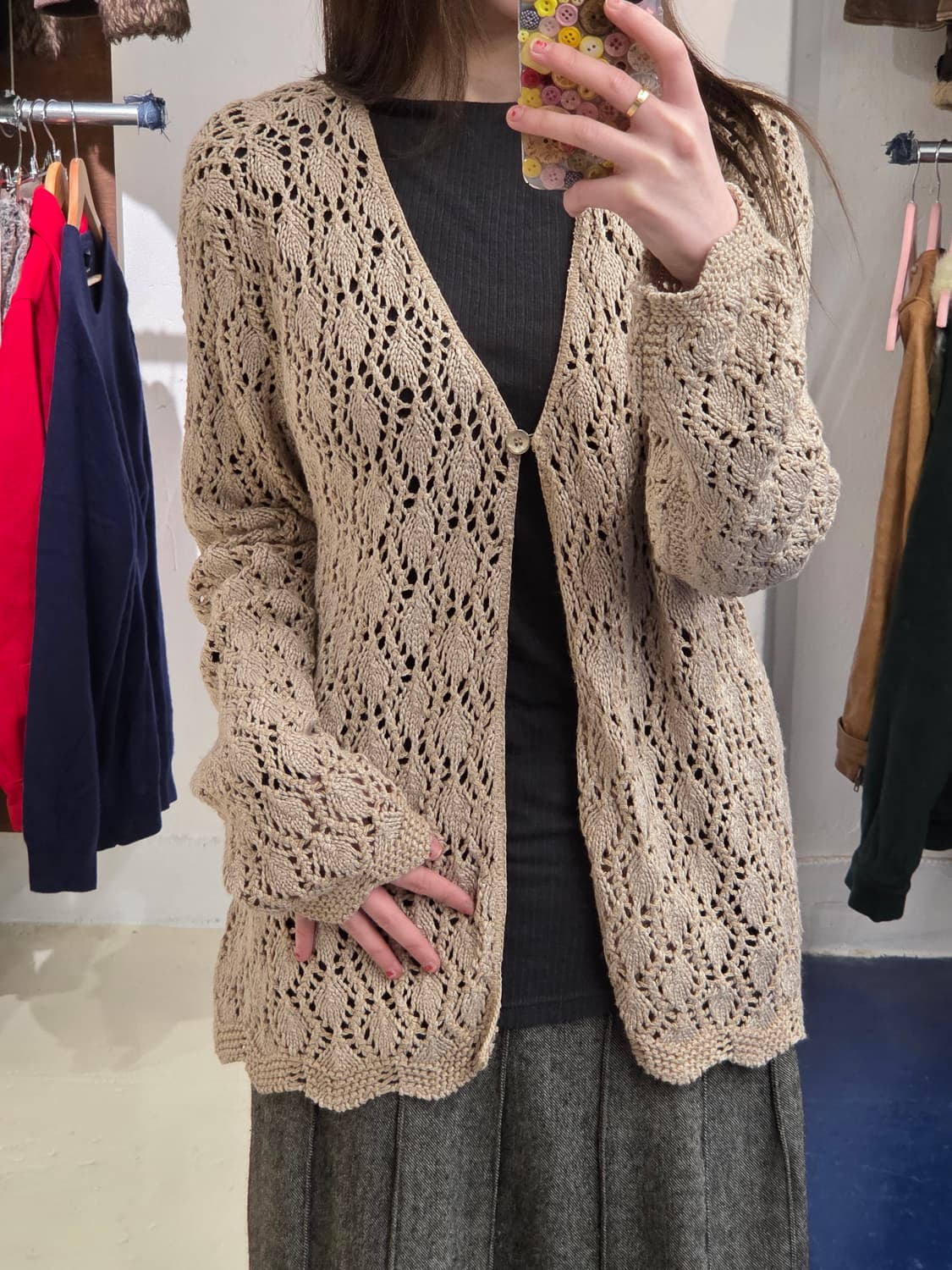 1990s USA yarnworks 원버튼 가디건 상품이미지1