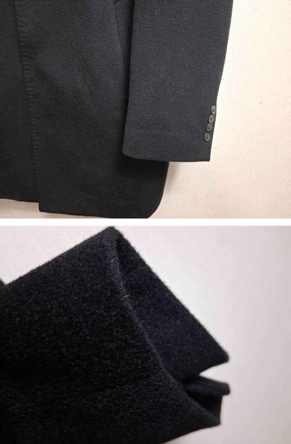 일본빈티지 남성 블랙 퓨어캐시미어코트 표기LL 상품이미지5