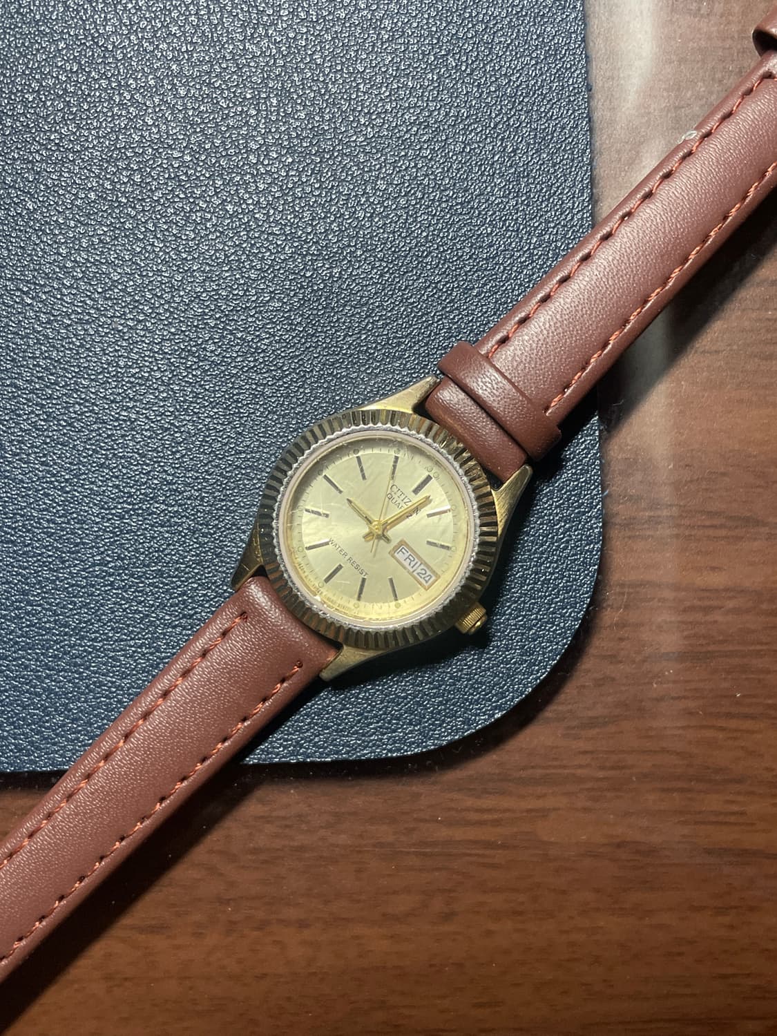 빈티지 시티즌 쿼츠 레더 시계 상품이미지5