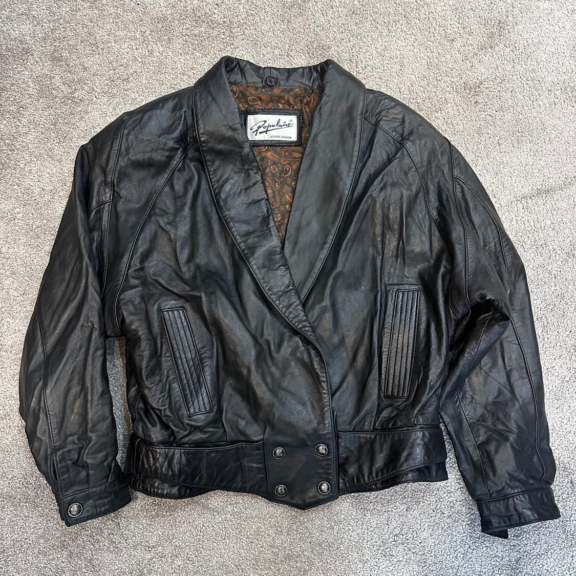 빈티지 퍼 트리밍 양가죽 봄버 자켓L 상품이미지5