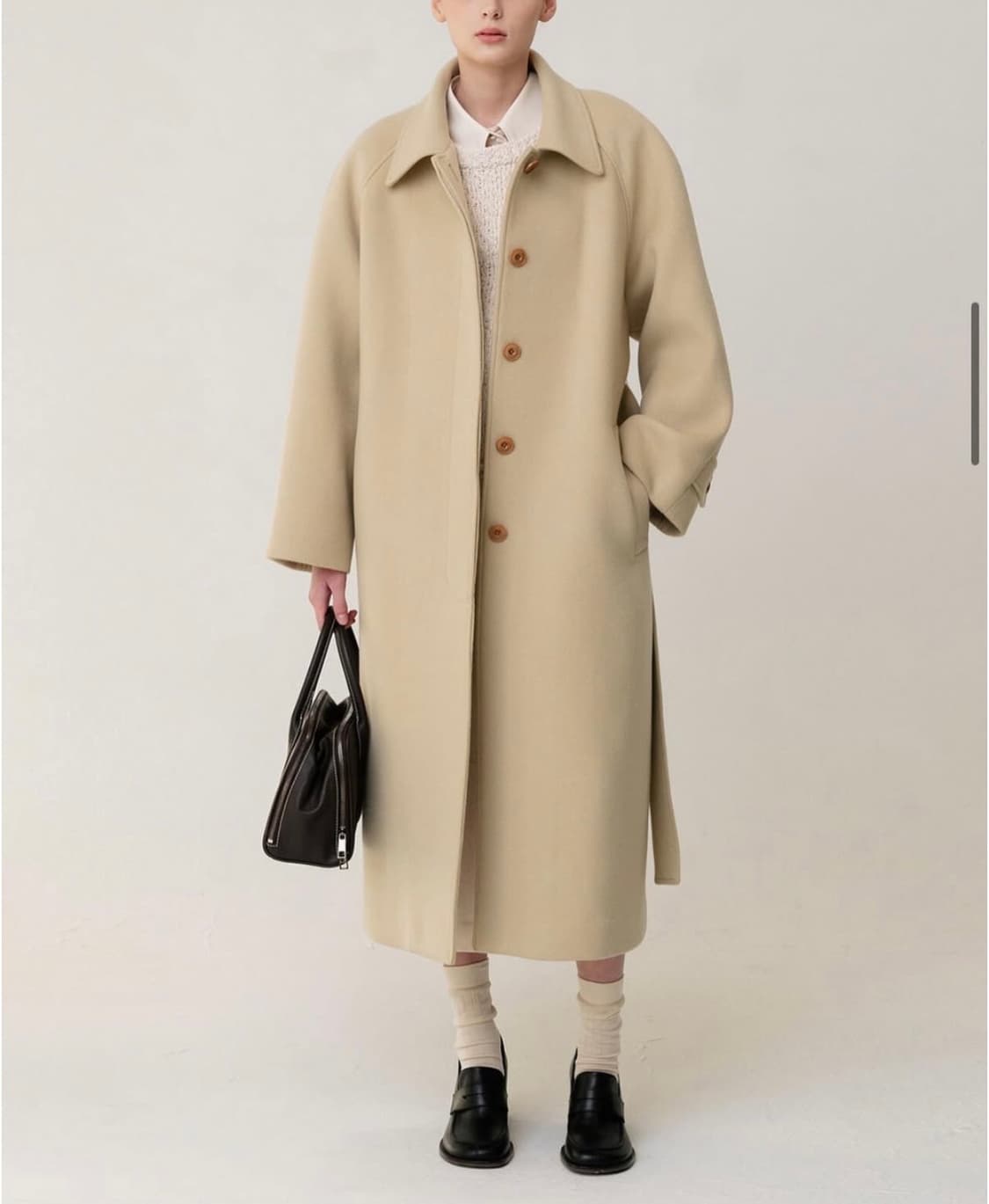 킨더살몬 캐시미어 싱글 오버핏 코트 상품이미지2