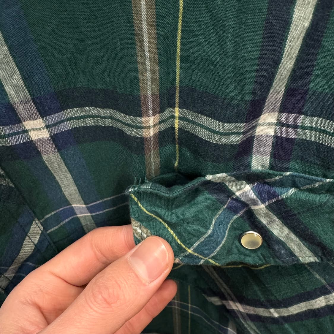 랭글러 웨스턴 체크 패턴 셔츠 전면 투포켓 포인트 그린 상품이미지6