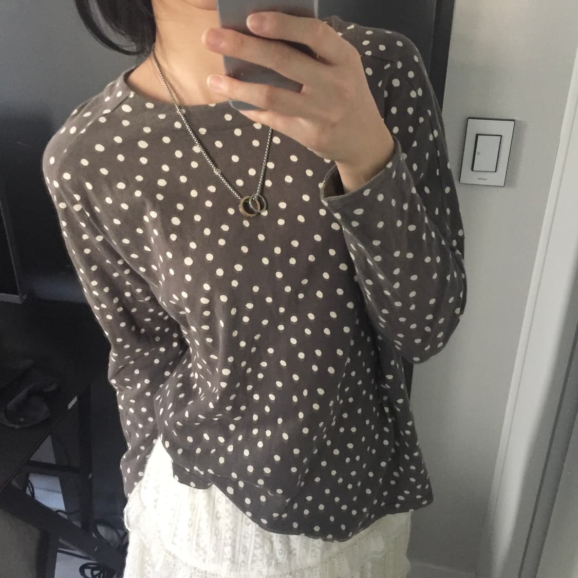 모리걸 도트 라운드 브라운 롱슬리브 상품이미지3