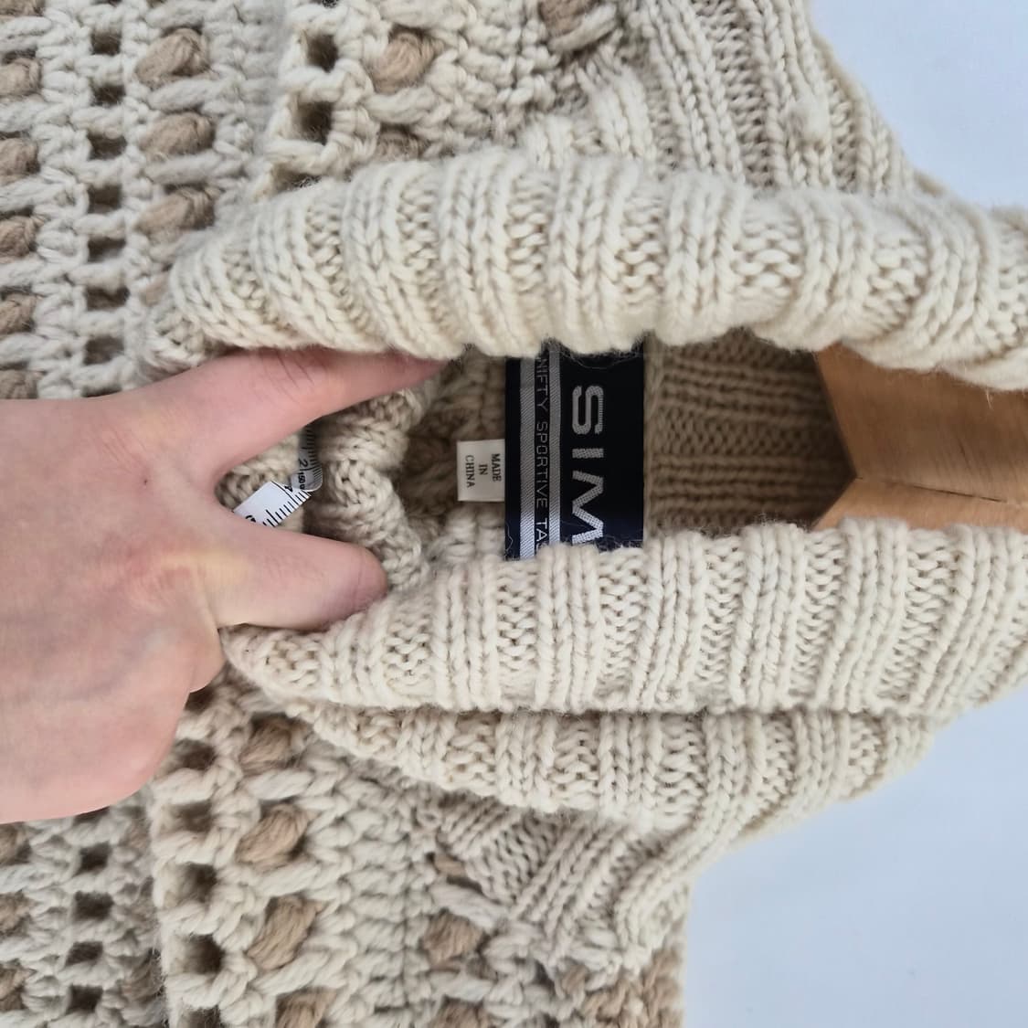 핸드메이드 아이보리 빈티지 니트 스웨터 여성 M 상품이미지5