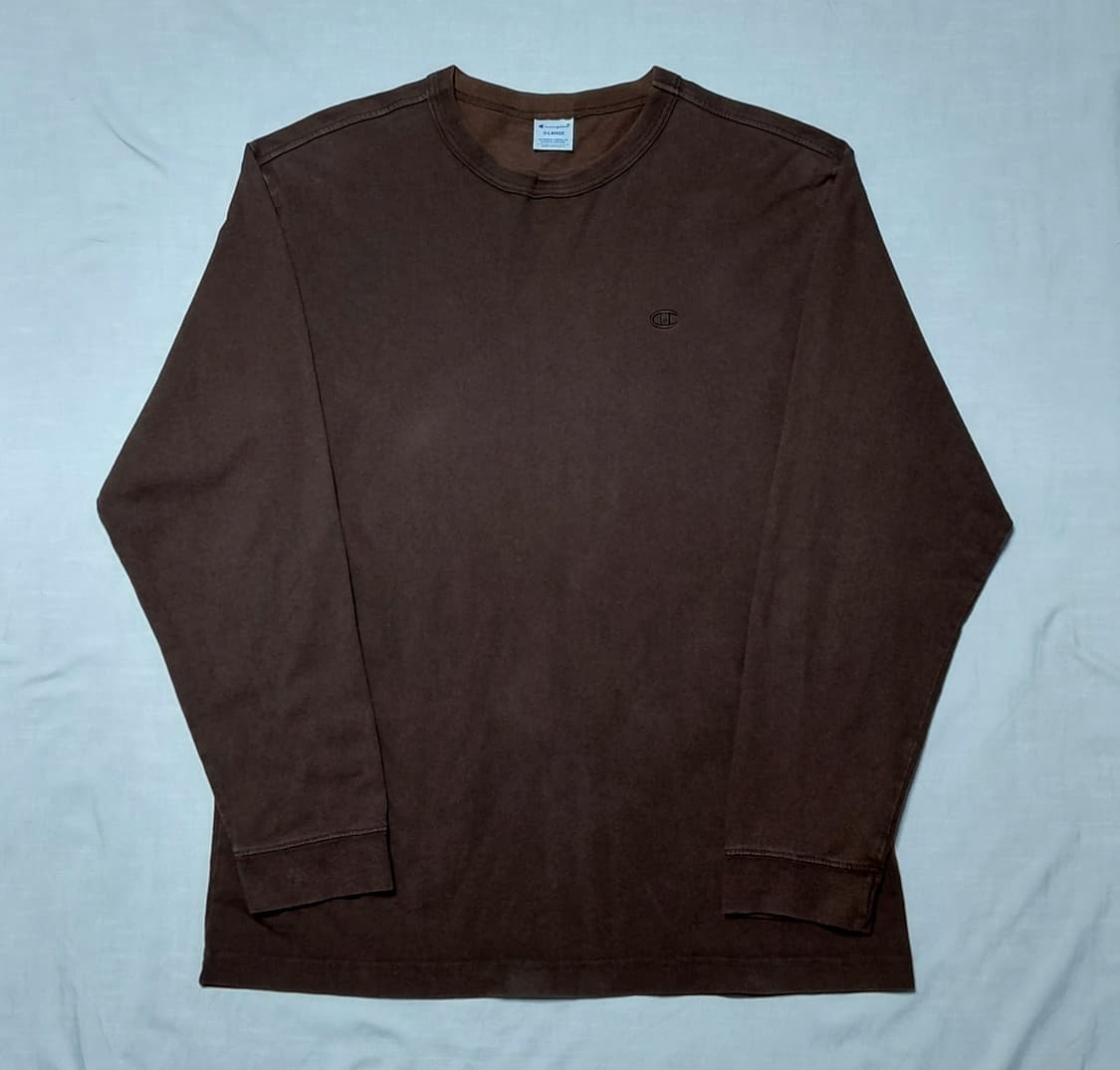 [XL] 챔피온 재팬 라인 자수 로고 롱슬리브 티셔츠 (브라운) 상품이미지1