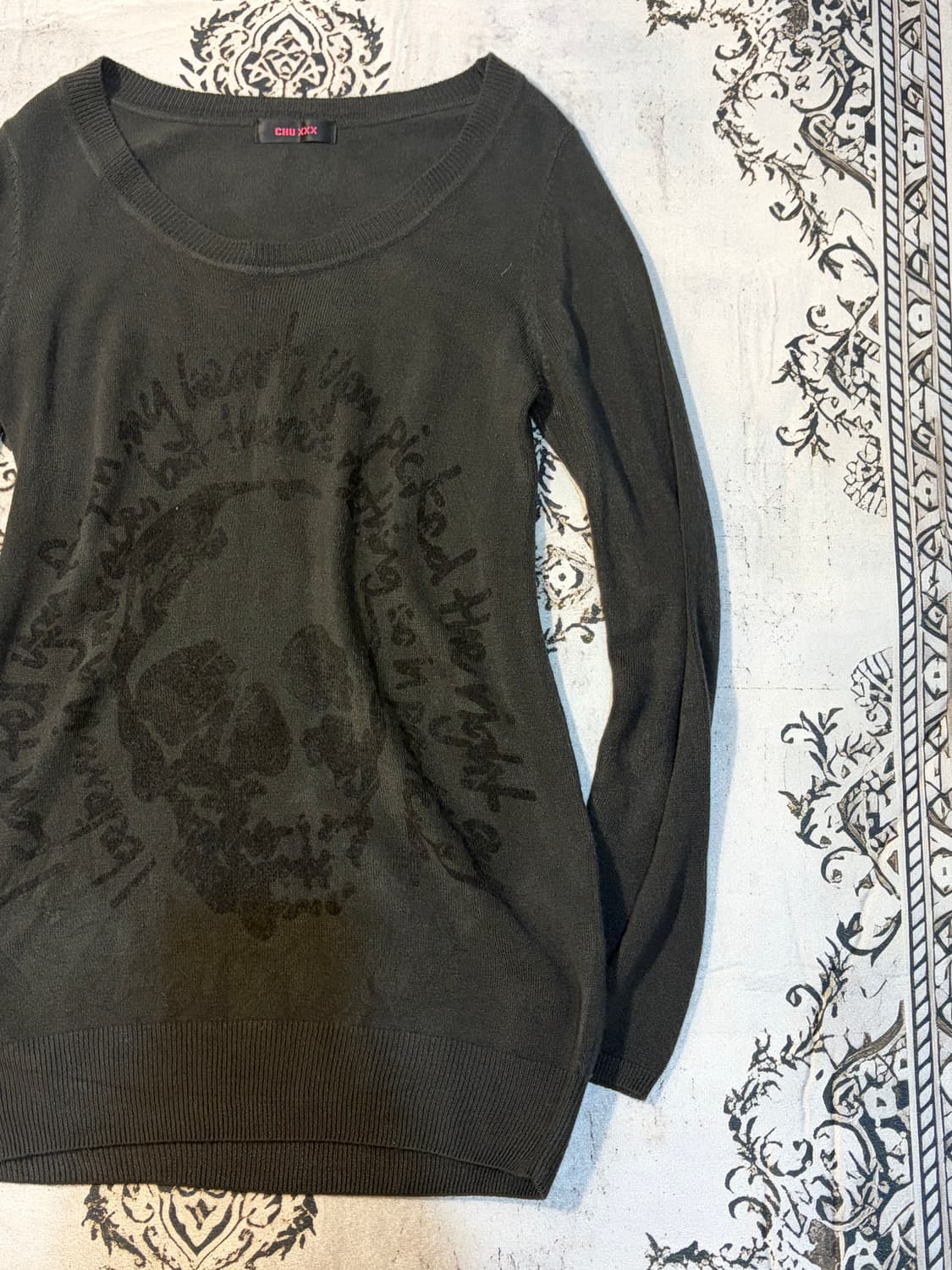 Gothic skull lettering long knit 상품이미지7