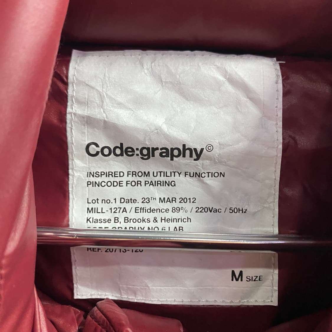 코드그라피 버건디 나일론 세미크롭 패딩 B3292 상품이미지3