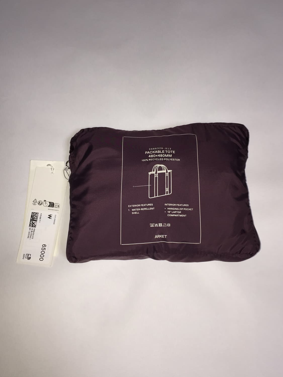 ARKET 트래블 팩커블 토트 플럼 새상품 상품이미지4