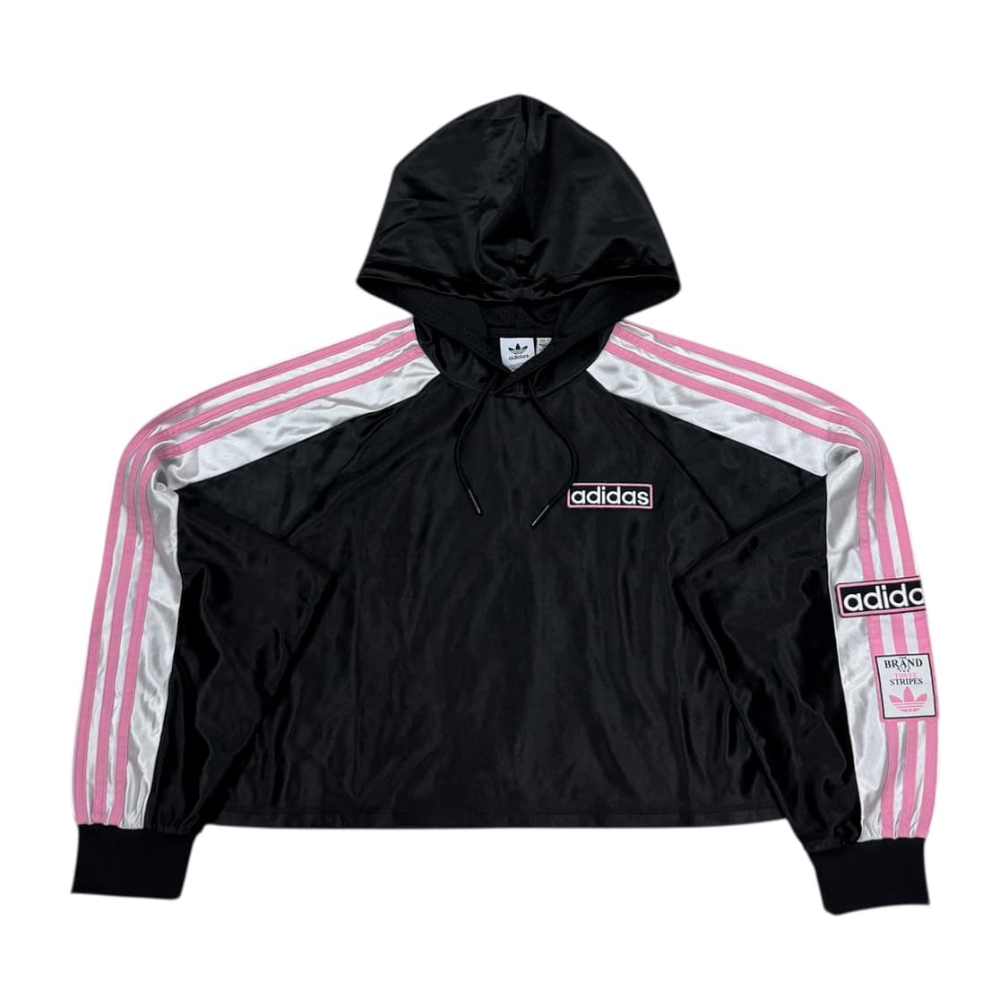 아디다스 아디브레이크 크롭 후드티 블랙 핑크 M 상품이미지1