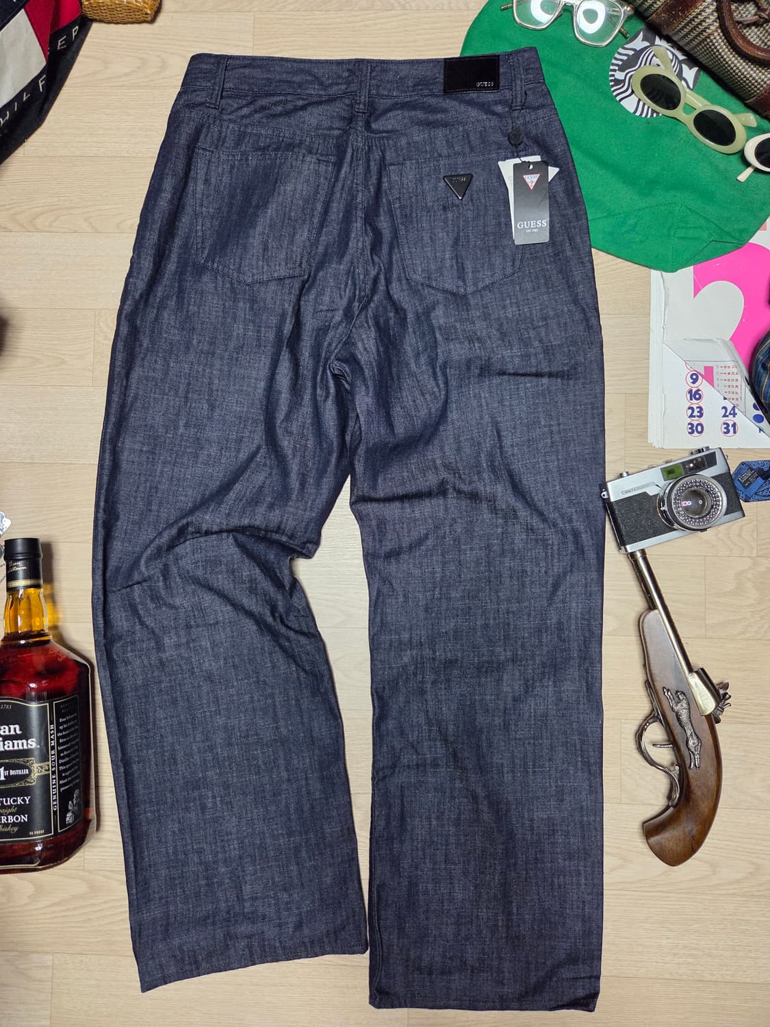 (새상품)GUESS 인디고 데님 슬랙스 원턱 팬츠  상품이미지4
