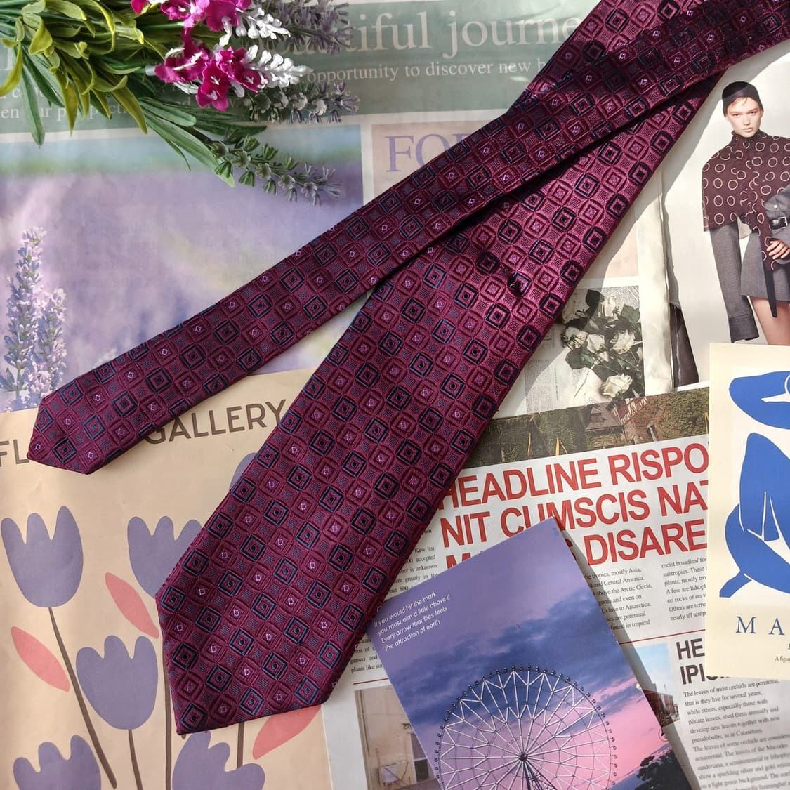 알테아 실크 퍼플 자카드 넥타이 9cm A+등급 A19698
 상품이미지5