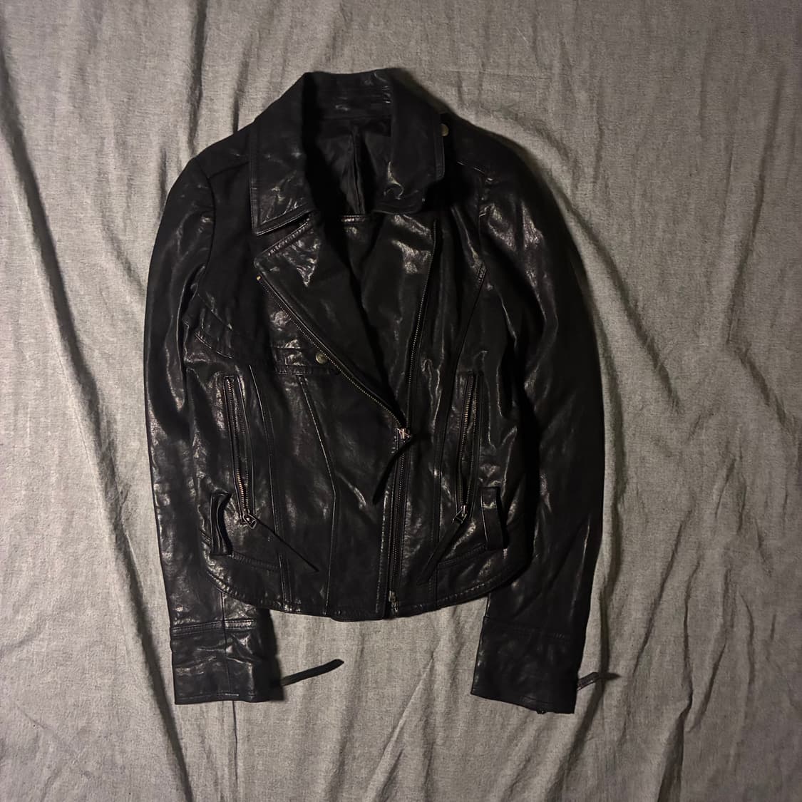 vintage black leather jacket 상품이미지2