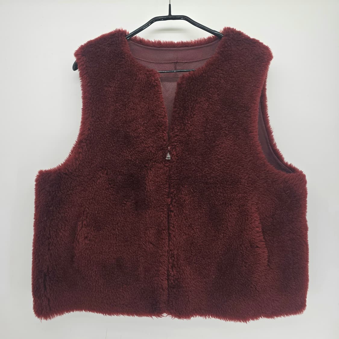 LIOBELL 양모 퍼 베스트 와인 컬러 상품이미지10