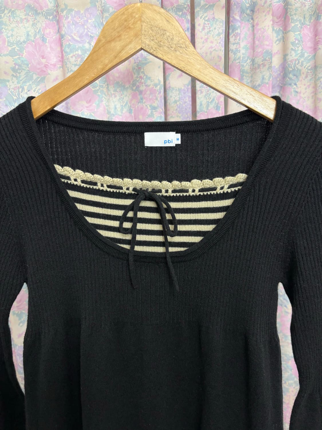 블랙 스트라이프 포인트 니트 상품이미지7