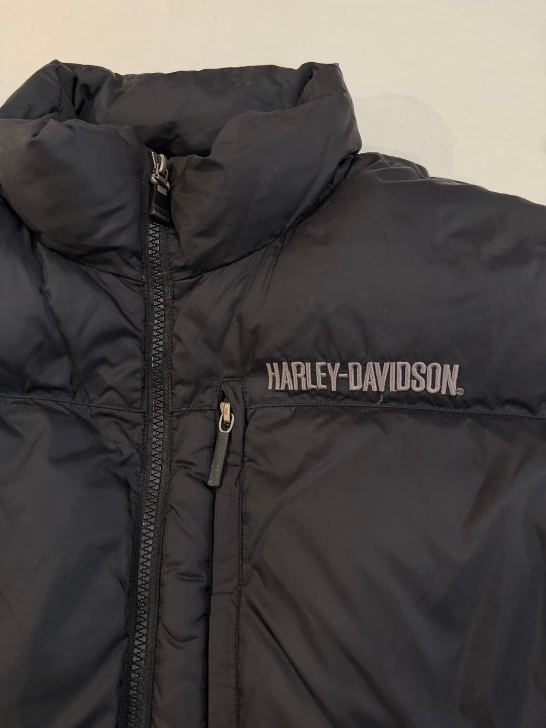 00s 할리데이비슨 스컬 프린팅 구스다운 눕시 패딩 블랙 상품이미지3