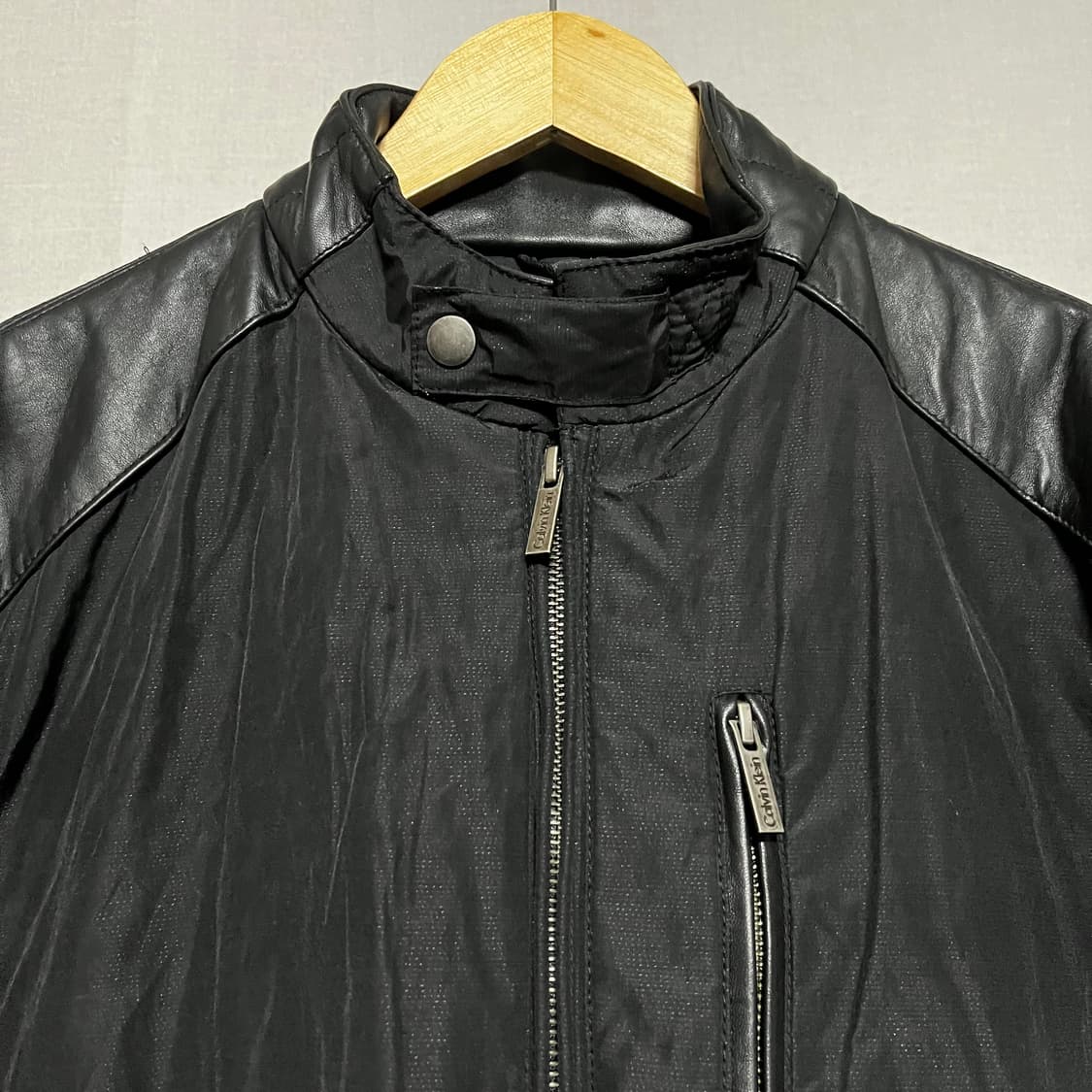 캘빈클라인 바이커 나일론 및 가죽 재킷 L 상품이미지4