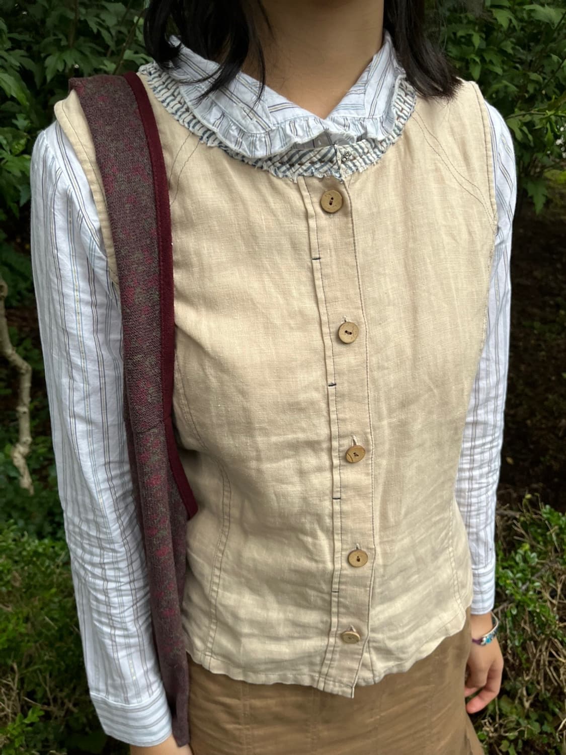 Japanese Beige Button Vest 상품이미지2