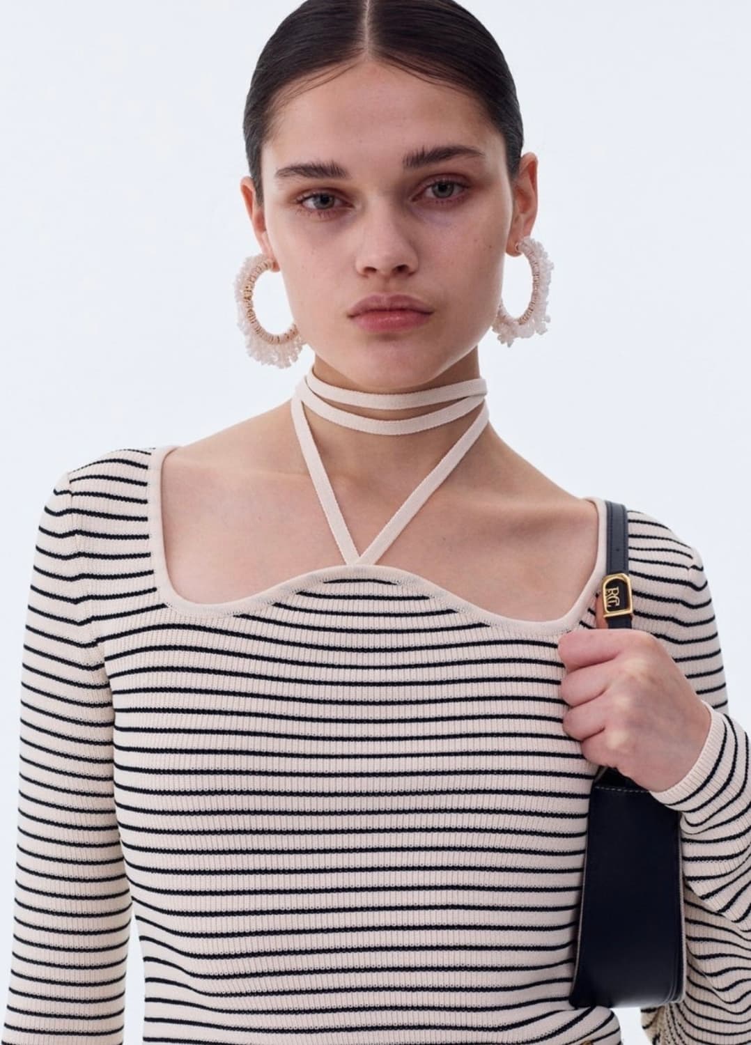 렉토 시그니처 넥 모나코 스트라이프 니트 S 상품이미지1