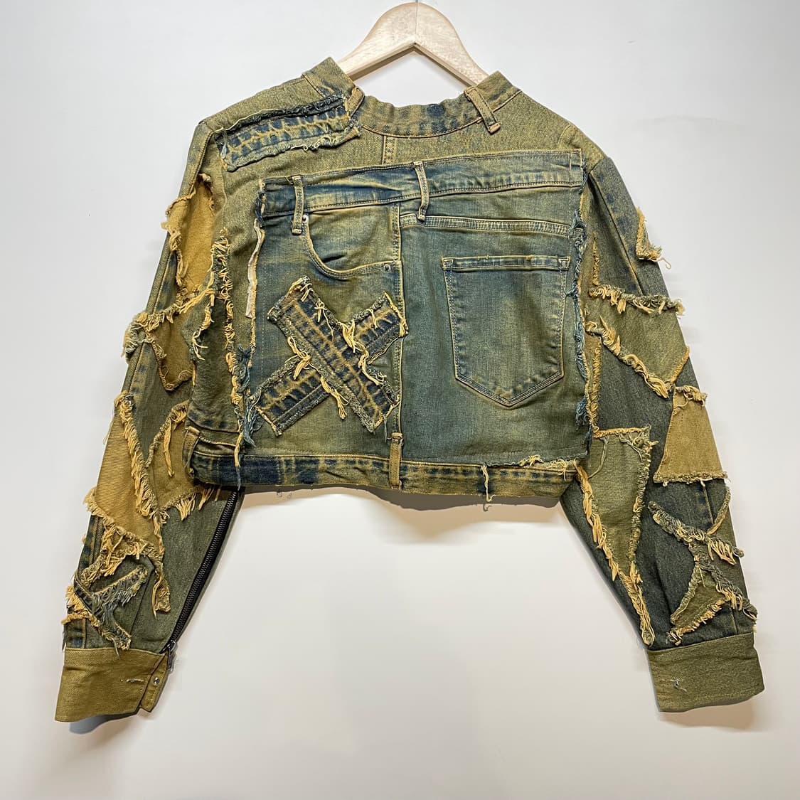 빈티지 커스텀 크롭 패치워크 데님 자켓 상품이미지3