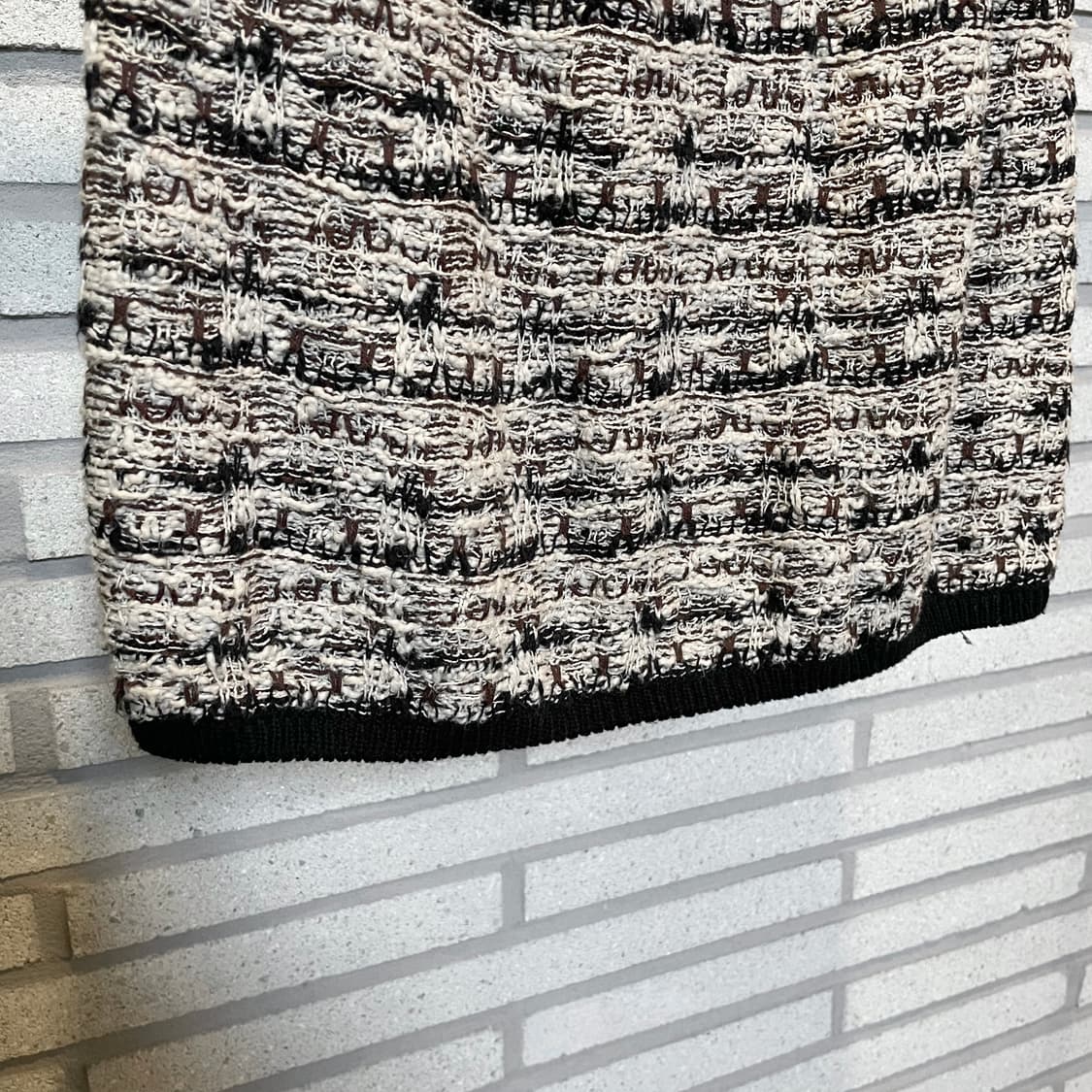 JPN VINTAGE 니트 미니 스커트 트위드 짜임 밴딩 디테일 아이보리 상품이미지5