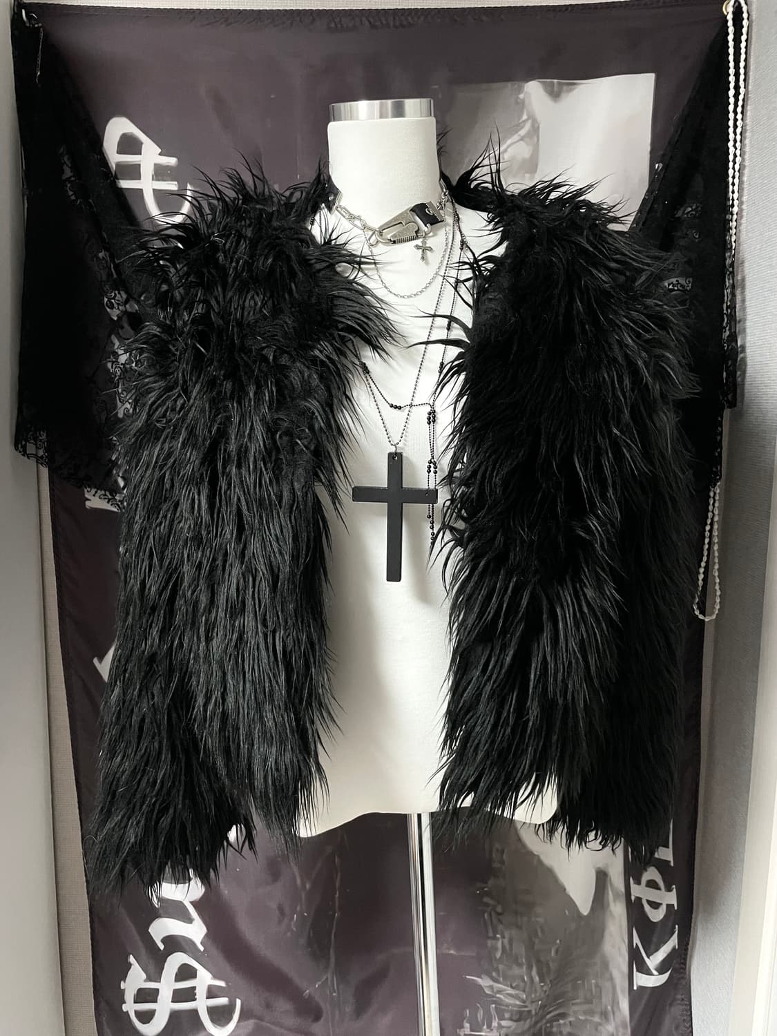 Jpn fur jacket 퍼자켓고스고딕펑크락시크다크웨어그런지나나깔이모 상품이미지2